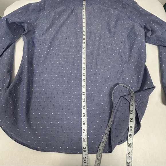 J. Crew Men's Casual Blue Button-Down Shirt with Textured Dots - Picture 4 of 12